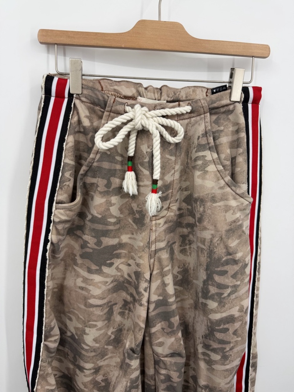 Copper and cloth X POL Brown Camouflage Track pants sweatpants Red Stripe sz XS - Picture 3 of 11